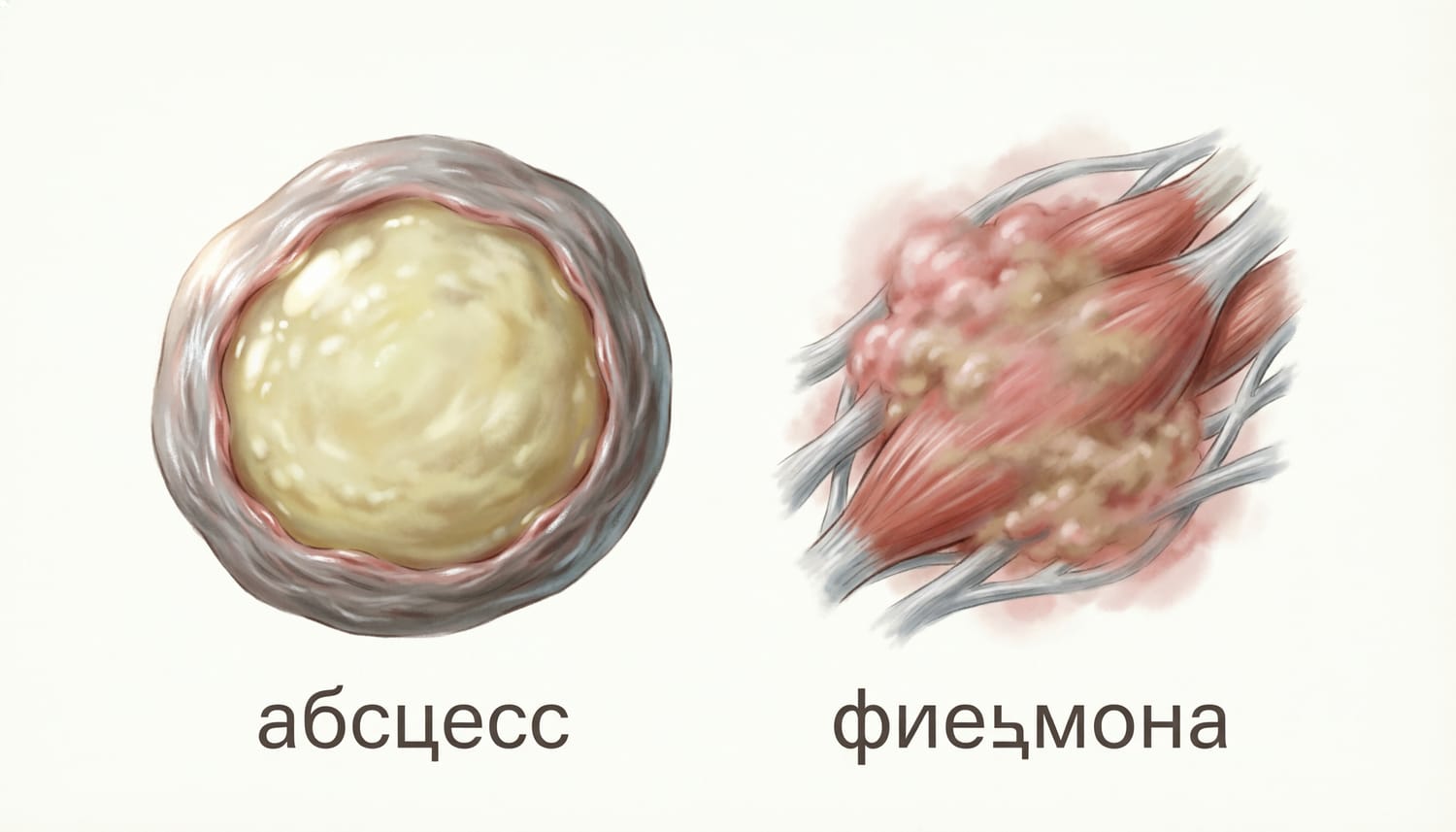 Главные отличия флегмоны и абсцесса