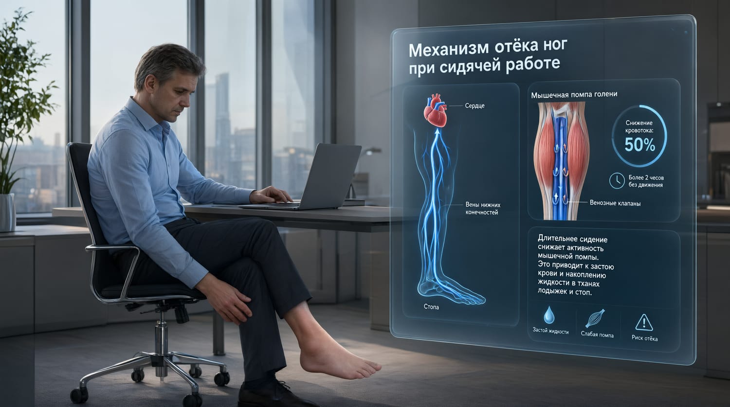 Почему ноги отекают при сидячей работе: как это устроено