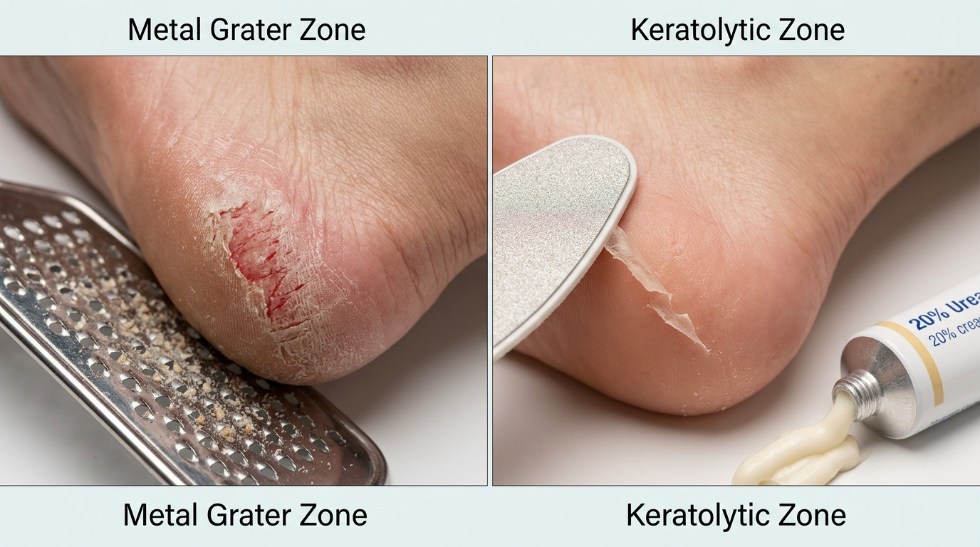 Ошибка 5. Агрессивная обработка огрубевшей кожи: чем металлическая тёрка отличается от кератолитика