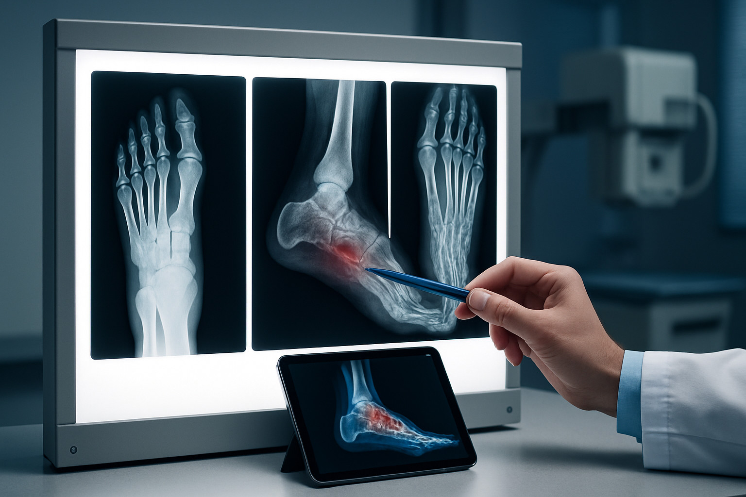 Что показывает рентгенография при диабетической стопе