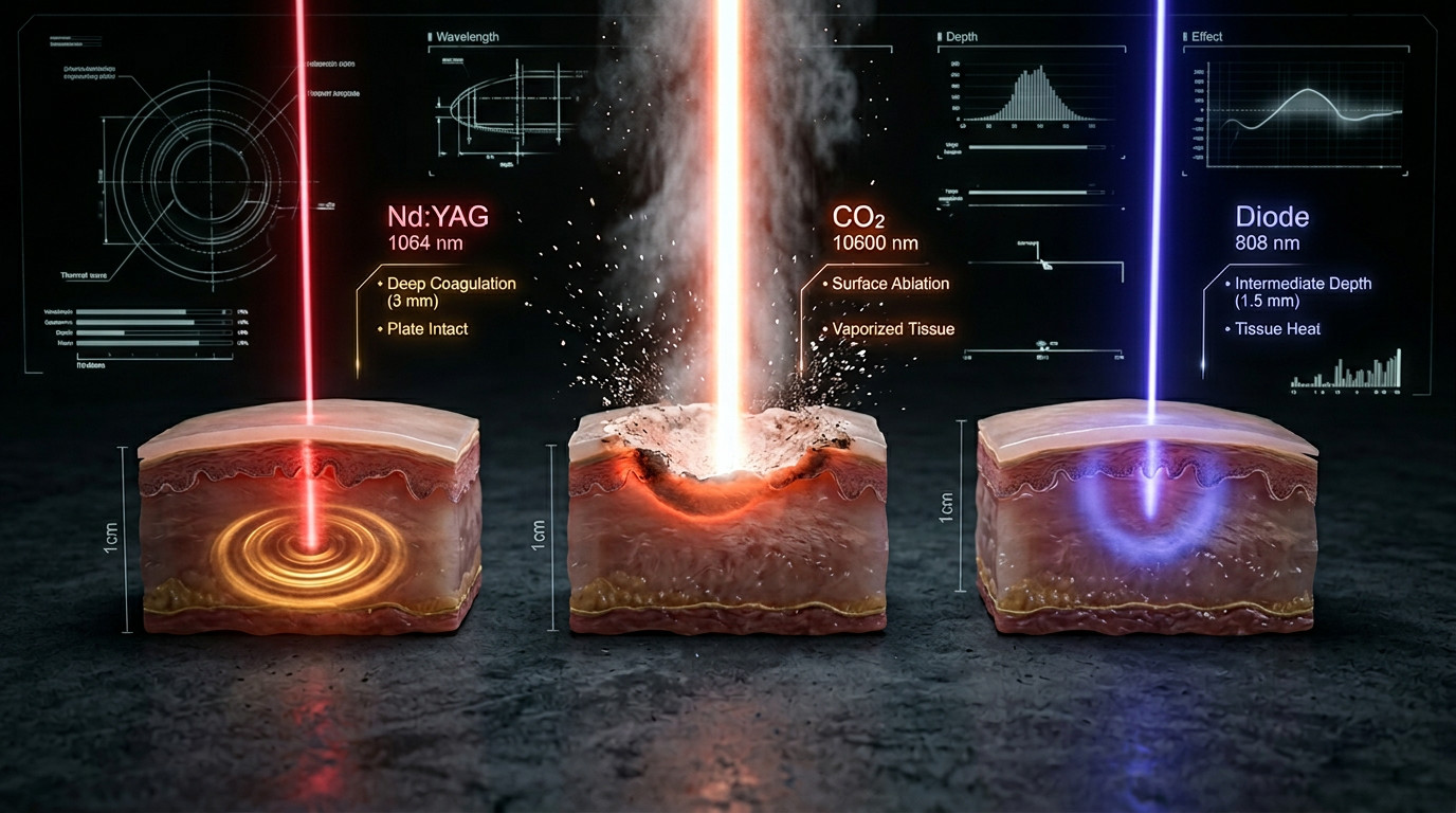 Чем Nd:YAG, CO? и диодный лазер отличаются друг от друга по принципу действия