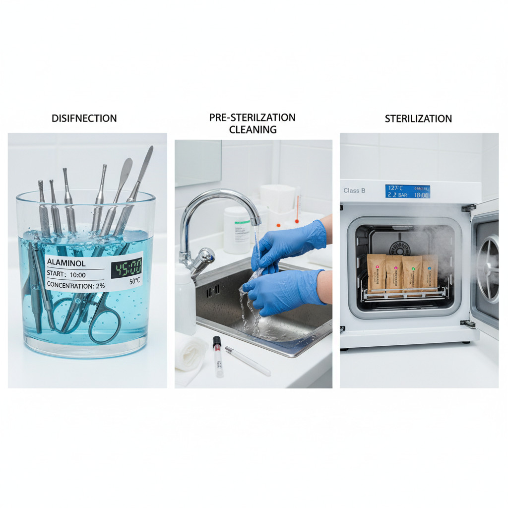 Три этапа стерилизации инструментов