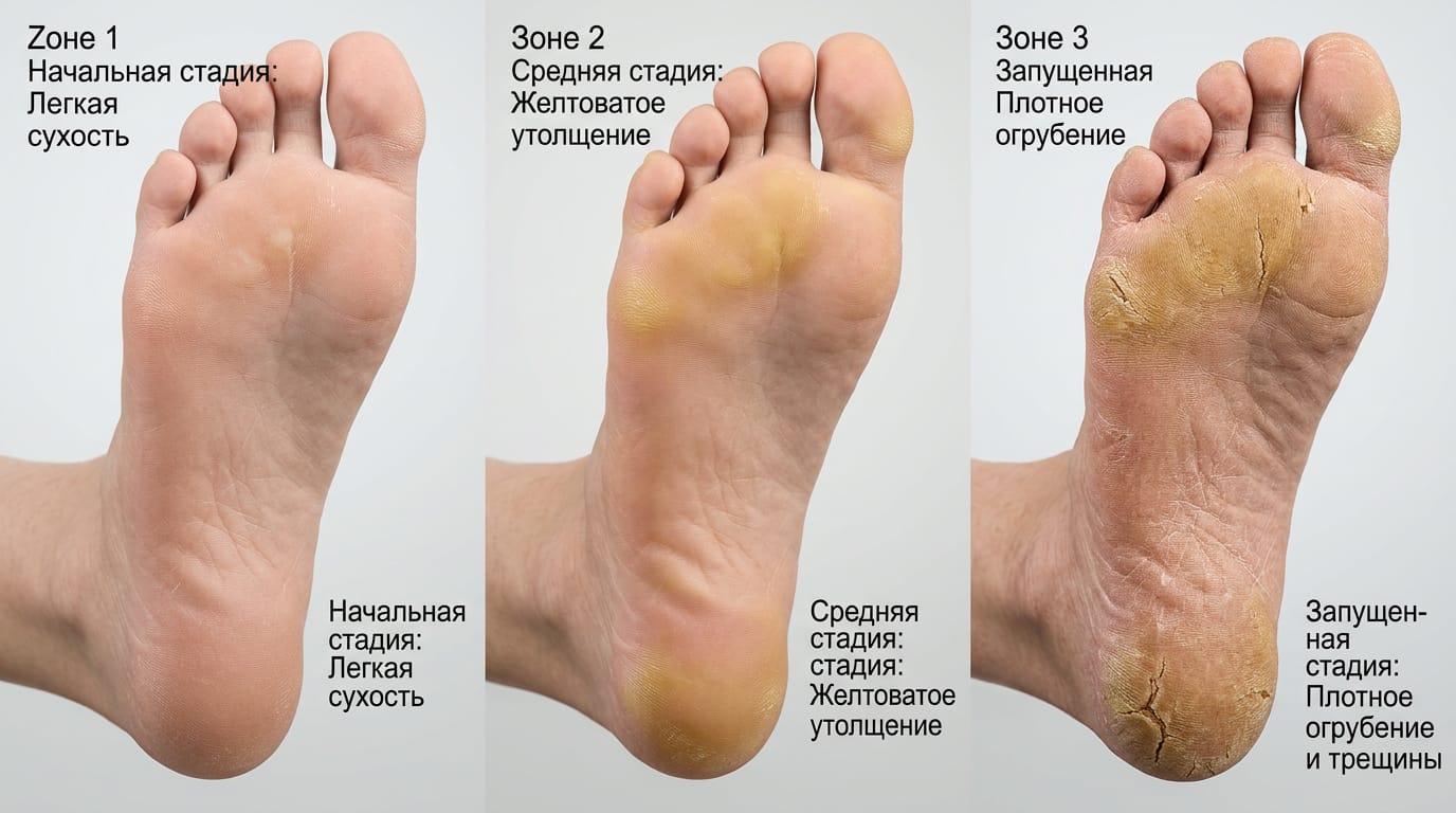 Симптомы и стадии развития натоптышей