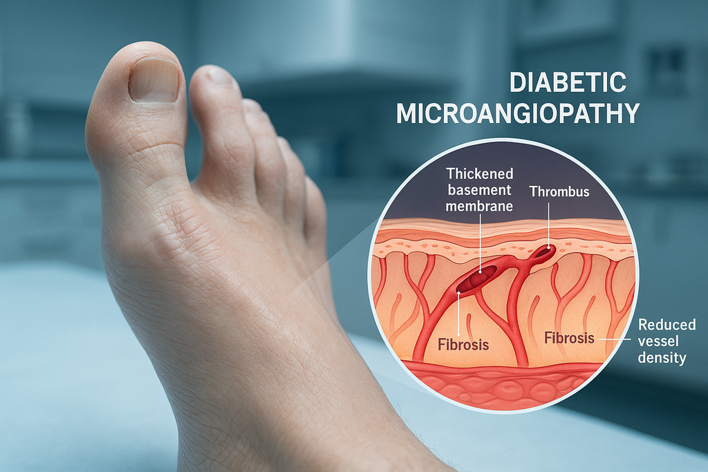  Почему при диабете нарушается кровообращение в эпидермисе пяток