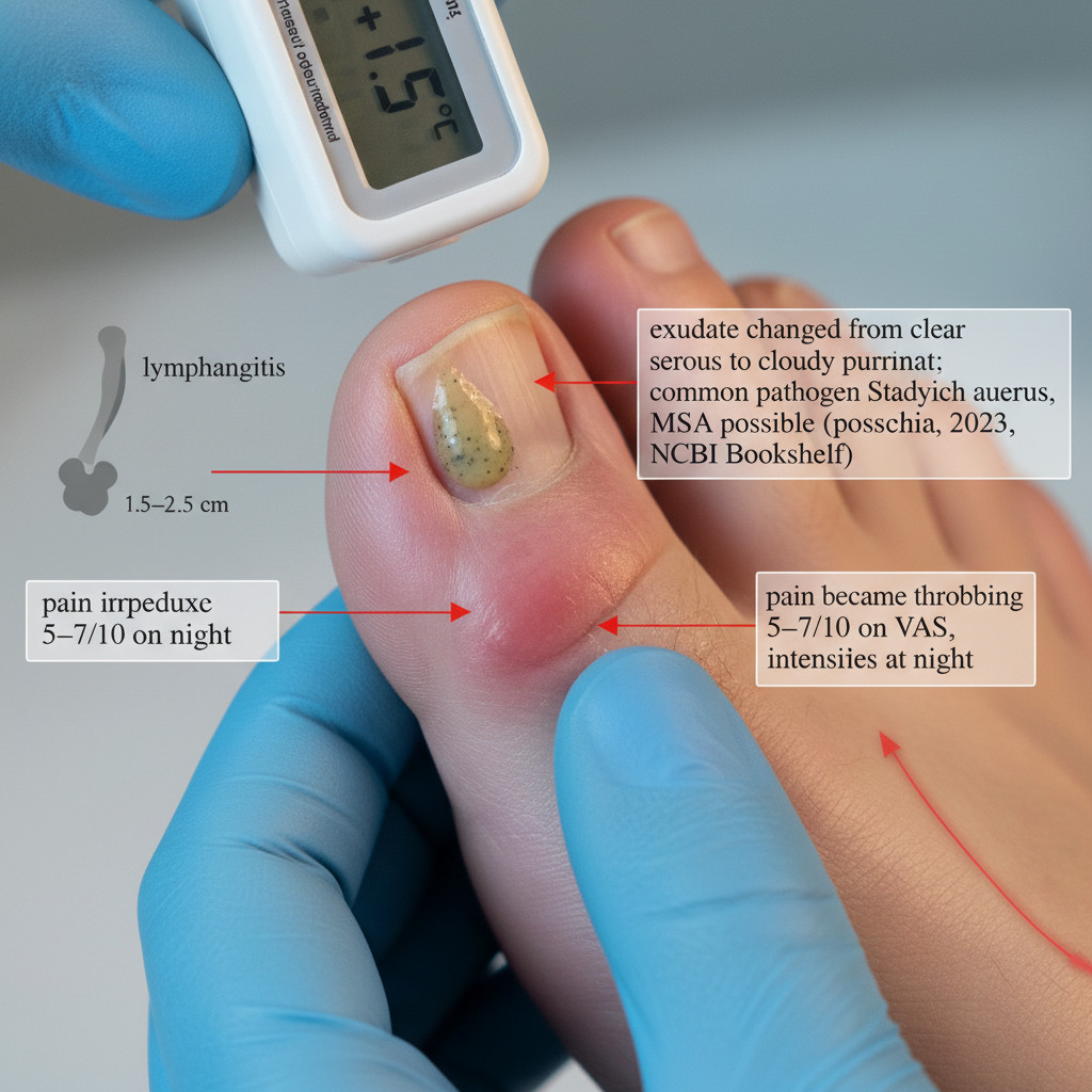 Признаки инфицирования околоногтевого валика