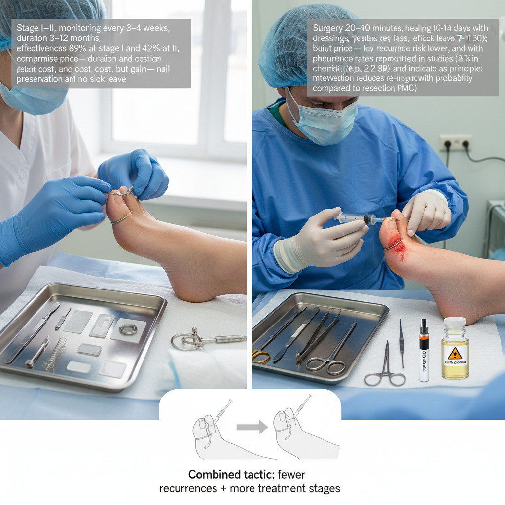 Различия между подологом и хирургом в лечении вросшего ногтя