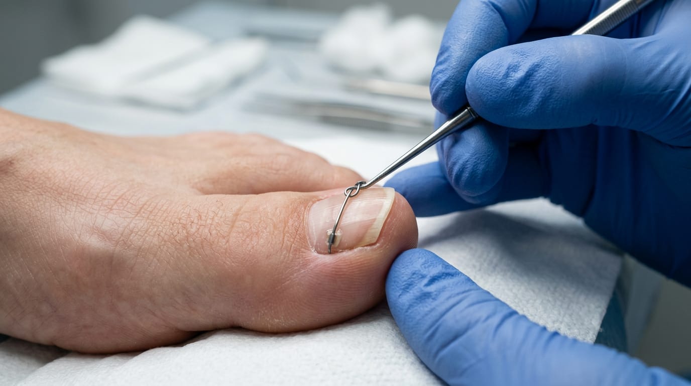 Photo: podologiya.clinic Фиксация скобы и настройка натяжения